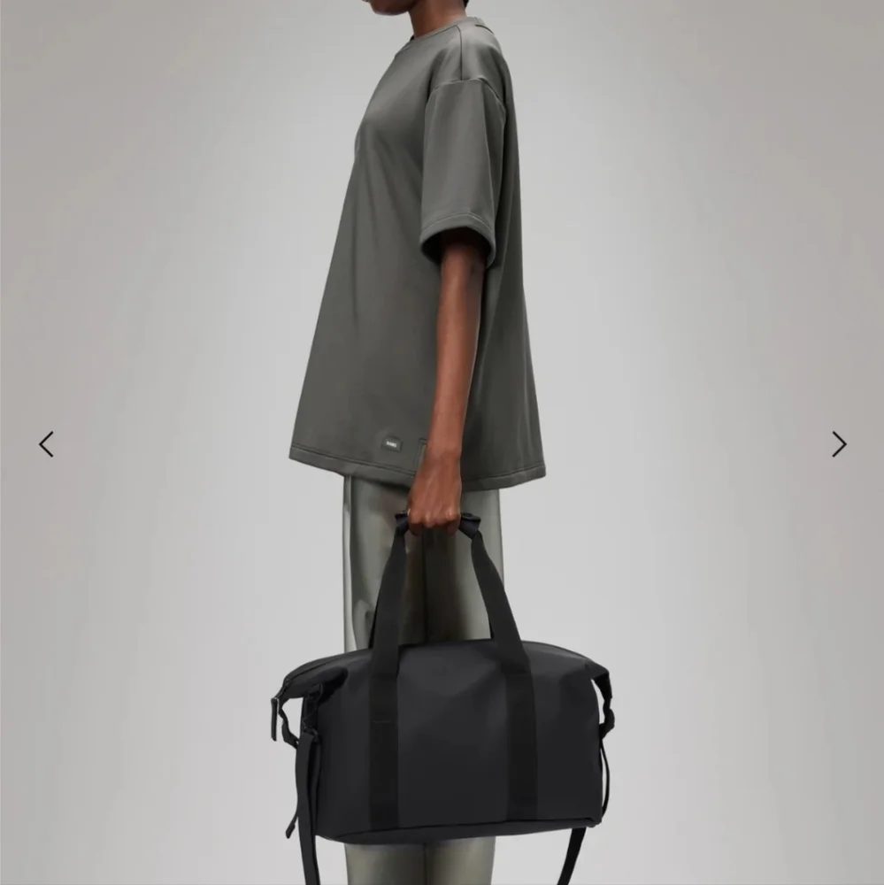 Rains Hilo Black Small Weekender Bag, No long strap